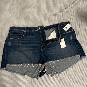 Good American Raw Hem Blue Jean Shorts